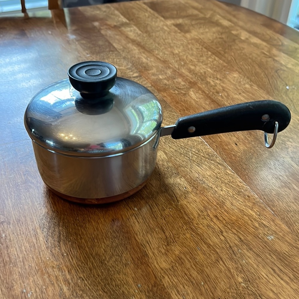 revere ware 1801 copper bottom 3/4 quart pot with lid vintage